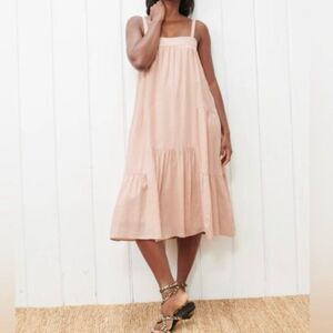 Jenni Kayne Seersucker Midi Sun Dress in Blush Size XS